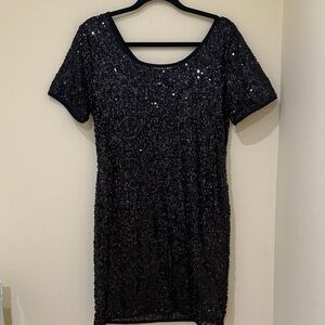 Elegant Black Sequin Dress ULTIMATE SHAPING Women’s evening dress size Large